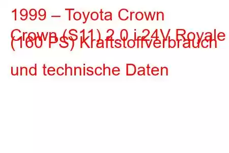 1999 – Toyota Crown
Crown (S11) 2.0 i 24V Royale (160 PS) Kraftstoffverbrauch und technische Daten