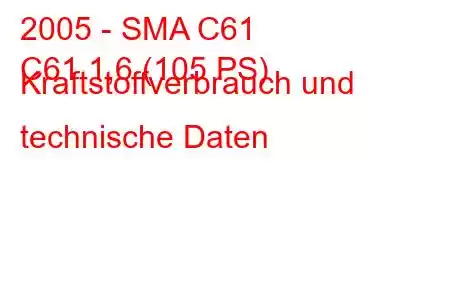 2005 - SMA C61
C61 1,6 (105 PS) Kraftstoffverbrauch und technische Daten