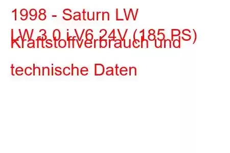 1998 - Saturn LW
LW 3.0 i V6 24V (185 PS) Kraftstoffverbrauch und technische Daten