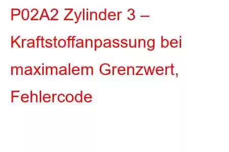 P02A2 Zylinder 3 – Kraftstoffanpassung bei maximalem Grenzwert, Fehlercode