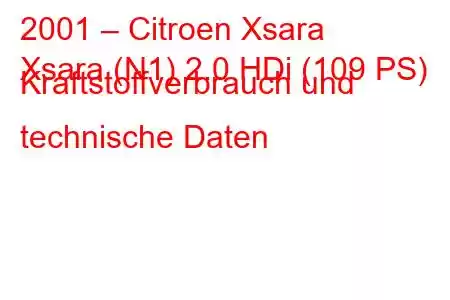 2001 – Citroen Xsara
Xsara (N1) 2.0 HDi (109 PS) Kraftstoffverbrauch und technische Daten