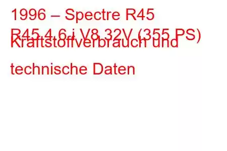 1996 – Spectre R45
R45 4.6 i V8 32V (355 PS) Kraftstoffverbrauch und technische Daten