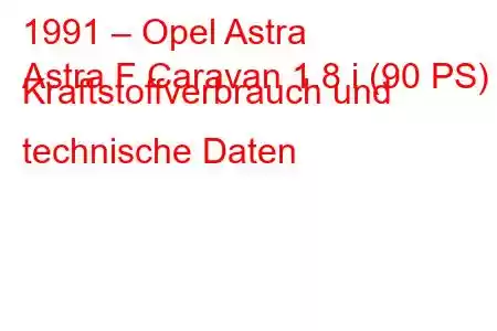 1991 – Opel Astra
Astra F Caravan 1.8 i (90 PS) Kraftstoffverbrauch und technische Daten