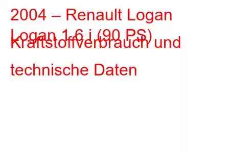 2004 – Renault Logan
Logan 1.6 i (90 PS) Kraftstoffverbrauch und technische Daten