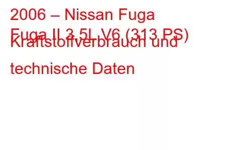 2006 – Nissan Fuga
Fuga II 3,5L V6 (313 PS) Kraftstoffverbrauch und technische Daten