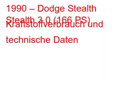 1990 – Dodge Stealth
Stealth 3.0 (166 PS) Kraftstoffverbrauch und technische Daten