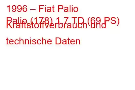 1996 – Fiat Palio
Palio (178) 1.7 TD (69 PS) Kraftstoffverbrauch und technische Daten