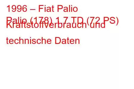 1996 – Fiat Palio
Palio (178) 1.7 TD (72 PS) Kraftstoffverbrauch und technische Daten