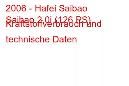 2006 - Hafei Saibao
Saibao 2.0i (126 PS) Kraftstoffverbrauch und technische Daten