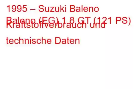 1995 – Suzuki Baleno
Baleno (EG) 1.8 GT (121 PS) Kraftstoffverbrauch und technische Daten