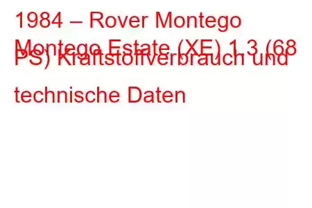 1984 – Rover Montego
Montego Estate (XE) 1.3 (68 PS) Kraftstoffverbrauch und technische Daten