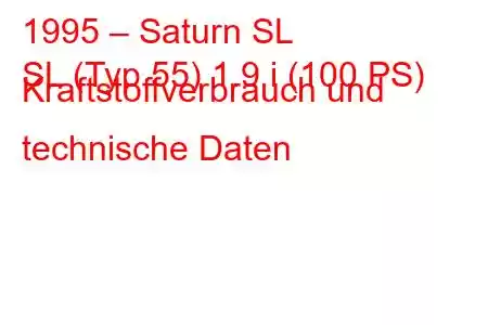 1995 – Saturn SL
SL (Typ 55) 1.9 i (100 PS) Kraftstoffverbrauch und technische Daten