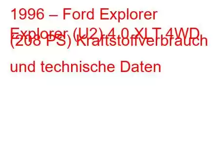 1996 – Ford Explorer
Explorer (U2) 4.0 XLT 4WD (208 PS) Kraftstoffverbrauch und technische Daten