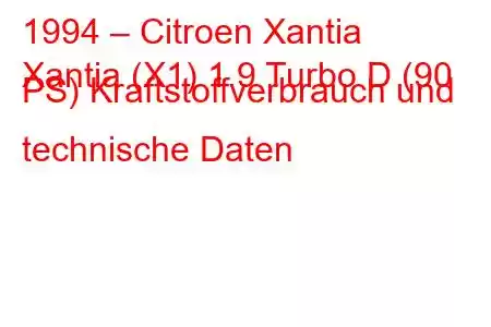 1994 – Citroen Xantia
Xantia (X1) 1.9 Turbo D (90 PS) Kraftstoffverbrauch und technische Daten