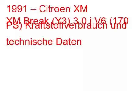 1991 – Citroen XM
XM Break (Y3) 3.0 i V6 (170 PS) Kraftstoffverbrauch und technische Daten