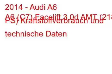 2014 - Audi A6
A6 (C7) Facelift 3.0d AMT (218 PS) Kraftstoffverbrauch und technische Daten