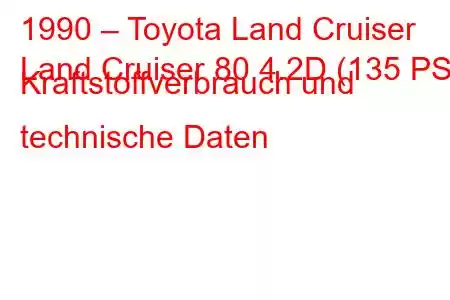 1990 – Toyota Land Cruiser
Land Cruiser 80 4.2D (135 PS) Kraftstoffverbrauch und technische Daten