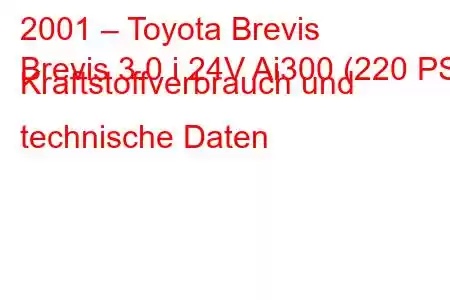 2001 – Toyota Brevis
Brevis 3.0 i 24V Ai300 (220 PS) Kraftstoffverbrauch und technische Daten