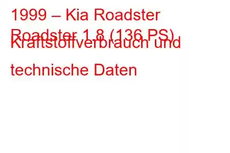 1999 – Kia Roadster
Roadster 1.8 (136 PS) Kraftstoffverbrauch und technische Daten