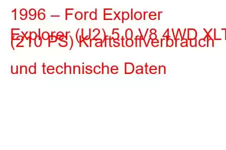 1996 – Ford Explorer
Explorer (U2) 5.0 V8 4WD XLT (210 PS) Kraftstoffverbrauch und technische Daten