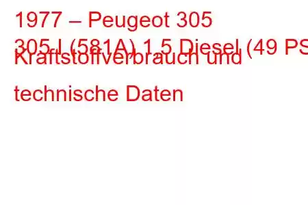 1977 – Peugeot 305
305 I (581A) 1,5 Diesel (49 PS) Kraftstoffverbrauch und technische Daten