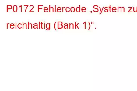 P0172 Fehlercode „System zu reichhaltig (Bank 1)“.