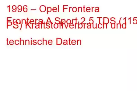 1996 – Opel Frontera
Frontera A Sport 2.5 TDS (115 PS) Kraftstoffverbrauch und technische Daten