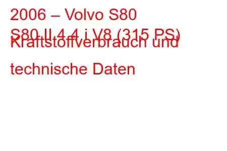 2006 – Volvo S80
S80 II 4.4 i V8 (315 PS) Kraftstoffverbrauch und technische Daten