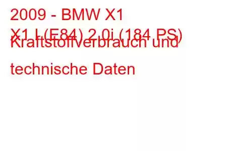 2009 - BMW X1
X1 I (E84) 2.0i (184 PS) Kraftstoffverbrauch und technische Daten