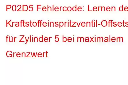 P02D5 Fehlercode: Lernen des Kraftstoffeinspritzventil-Offsets für Zylinder 5 bei maximalem Grenzwert