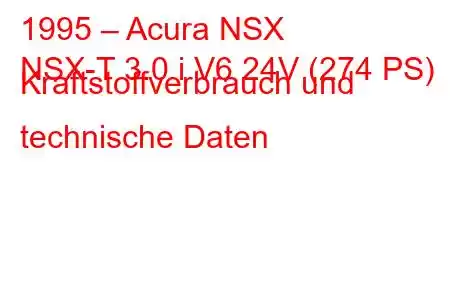 1995 – Acura NSX
NSX-T 3.0 i V6 24V (274 PS) Kraftstoffverbrauch und technische Daten