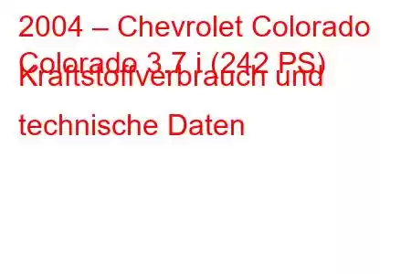 2004 – Chevrolet Colorado
Colorado 3.7 i (242 PS) Kraftstoffverbrauch und technische Daten