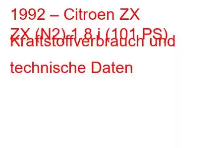 1992 – Citroen ZX
ZX (N2) 1.8 i (101 PS) Kraftstoffverbrauch und technische Daten