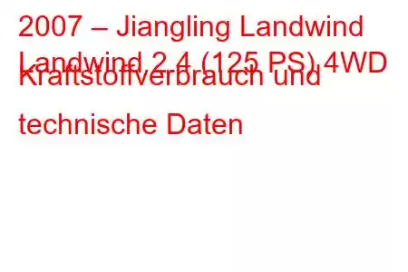 2007 – Jiangling Landwind
Landwind 2.4 (125 PS) 4WD Kraftstoffverbrauch und technische Daten