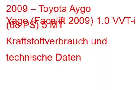 2009 – Toyota Aygo
Yago (Facelift 2009) 1.0 VVT-i (68 PS) 5 МТ Kraftstoffverbrauch und technische Daten