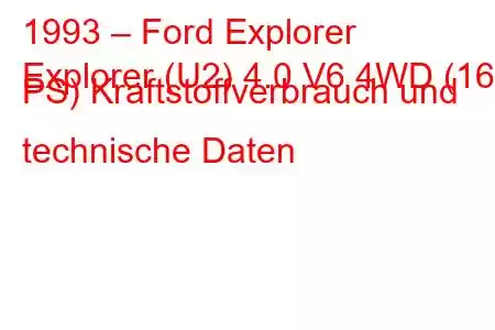 1993 – Ford Explorer
Explorer (U2) 4.0 V6 4WD (160 PS) Kraftstoffverbrauch und technische Daten