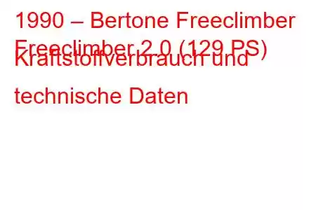 1990 – Bertone Freeclimber
Freeclimber 2.0 (129 PS) Kraftstoffverbrauch und technische Daten