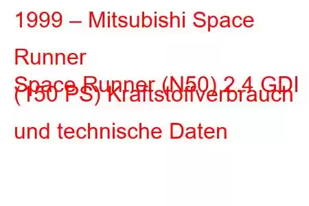 1999 – Mitsubishi Space Runner
Space Runner (N50) 2.4 GDI (150 PS) Kraftstoffverbrauch und technische Daten