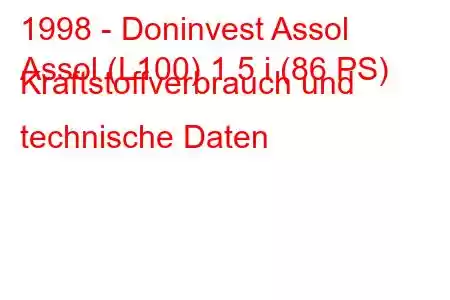 1998 - Doninvest Assol
Assol (L100) 1.5 i (86 PS) Kraftstoffverbrauch und technische Daten