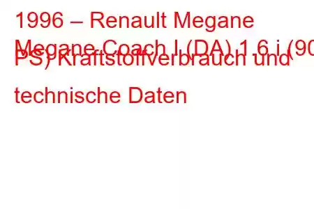 1996 – Renault Megane
Megane Coach I (DA) 1.6 i (90 PS) Kraftstoffverbrauch und technische Daten