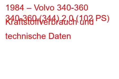 1984 – Volvo 340-360
340-360 (344) 2,0 (102 PS) Kraftstoffverbrauch und technische Daten