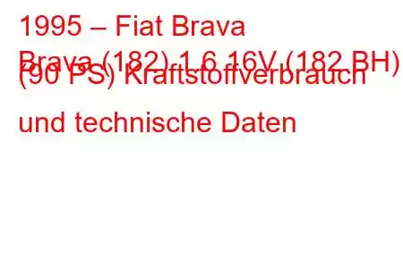 1995 – Fiat Brava
Brava (182) 1.6 16V (182.BH) (90 PS) Kraftstoffverbrauch und technische Daten