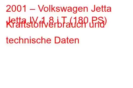 2001 – Volkswagen Jetta
Jetta IV 1.8 i T (180 PS) Kraftstoffverbrauch und technische Daten