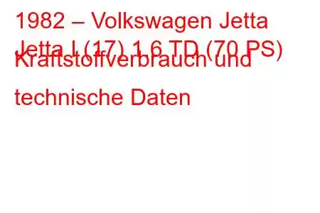 1982 – Volkswagen Jetta
Jetta I (17) 1.6 TD (70 PS) Kraftstoffverbrauch und technische Daten