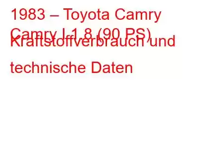 1983 – Toyota Camry
Camry I 1.8 (90 PS) Kraftstoffverbrauch und technische Daten