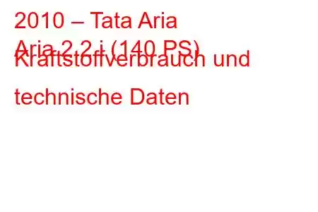 2010 – Tata Aria
Aria 2.2 i (140 PS) Kraftstoffverbrauch und technische Daten