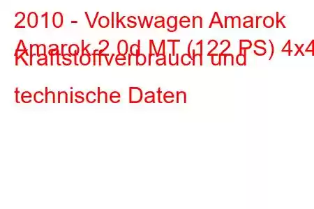 2010 - Volkswagen Amarok
Amarok 2.0d MT (122 PS) 4x4 Kraftstoffverbrauch und technische Daten