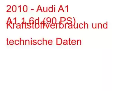 2010 - Audi A1
A1 1.6d (90 PS) Kraftstoffverbrauch und technische Daten