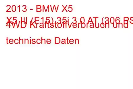 2013 - BMW X5
X5 III (F15) 35i 3.0 AT (306 PS) 4WD Kraftstoffverbrauch und technische Daten