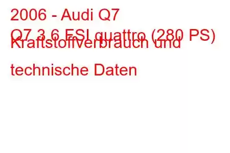 2006 - Audi Q7
Q7 3.6 FSI quattro (280 PS) Kraftstoffverbrauch und technische Daten